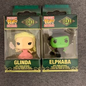 FUNKO POCKET POP KEYCHAIN WICKED MOVIE SET OF 2-GLINDA & ELPHABA-RARE!! NEW!!